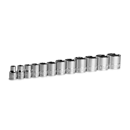 Capri Tools 38 Drive Shallow Chrome Socket Set, 6Point, 516 to 1, 12Pcs CP12320-12SS